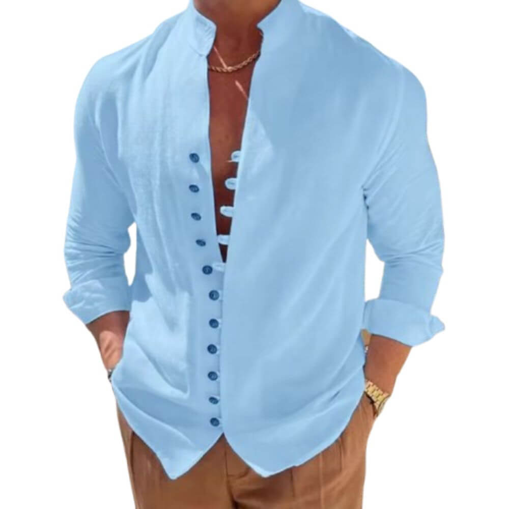 Garopaba Men’s Retro Linen Blend Shirt