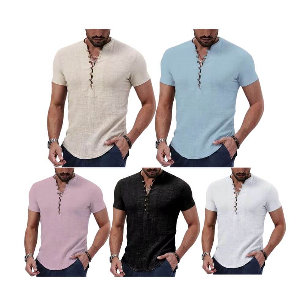 Maragogi Men’s Linen Blend Henley Shirt