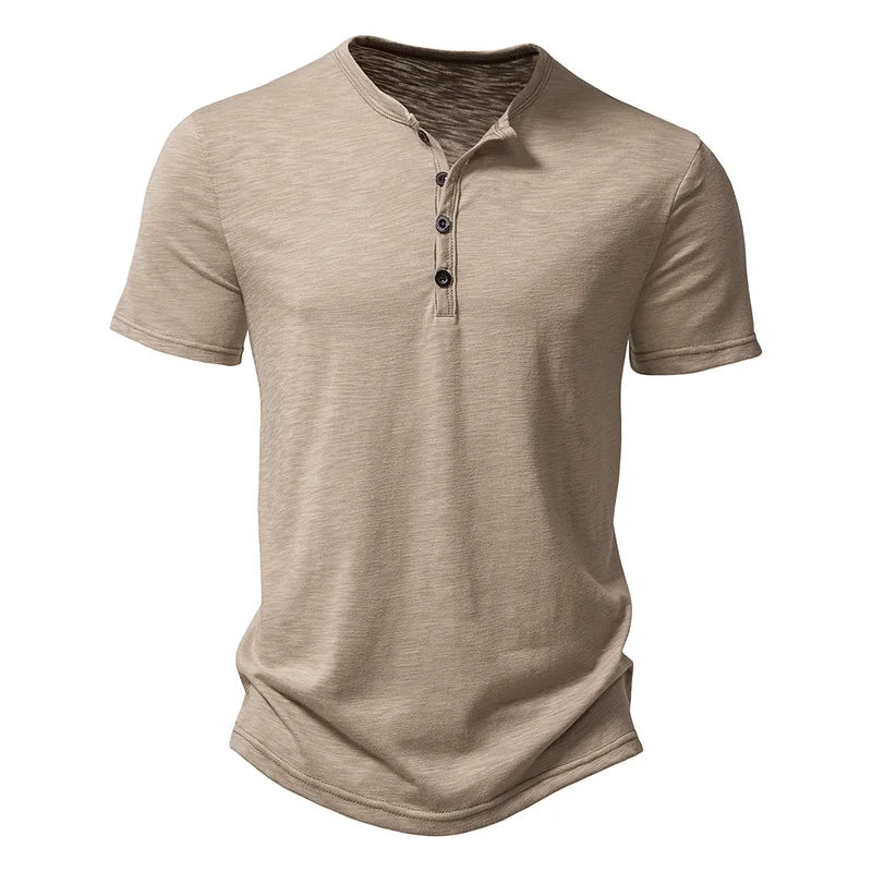 Campeche Men’s 100% Cotton Henley T-Shirt