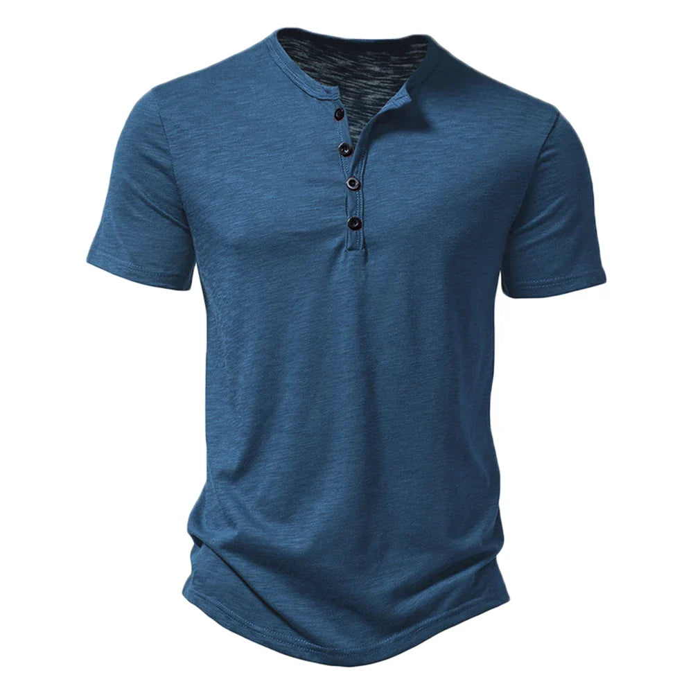 Campeche Men’s 100% Cotton Henley T-Shirt