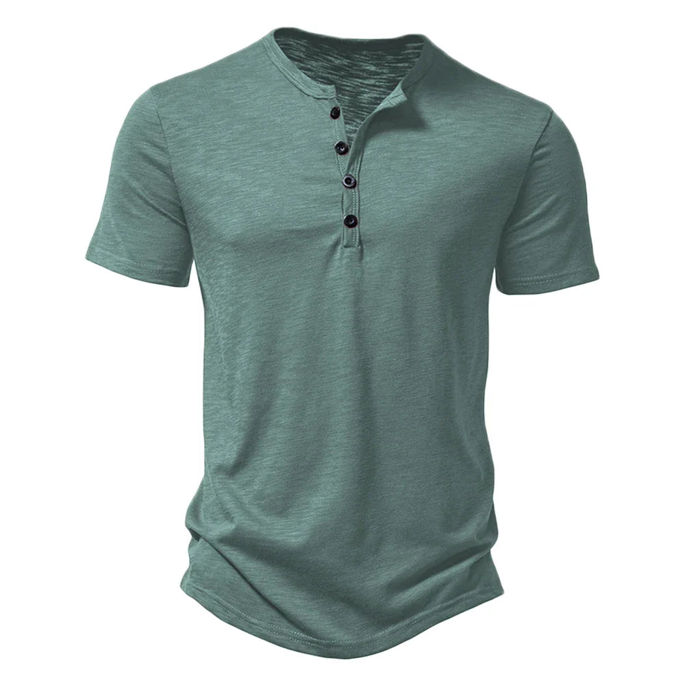 Campeche Men’s 100% Cotton Henley T-Shirt
