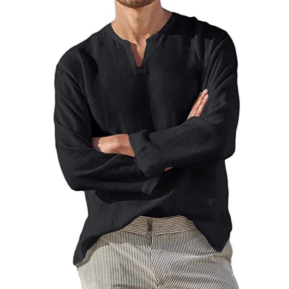 Trancoso Men’s Linen Blend V-Neck Shirt