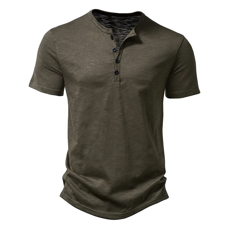 Campeche Men’s 100% Cotton Henley T-Shirt