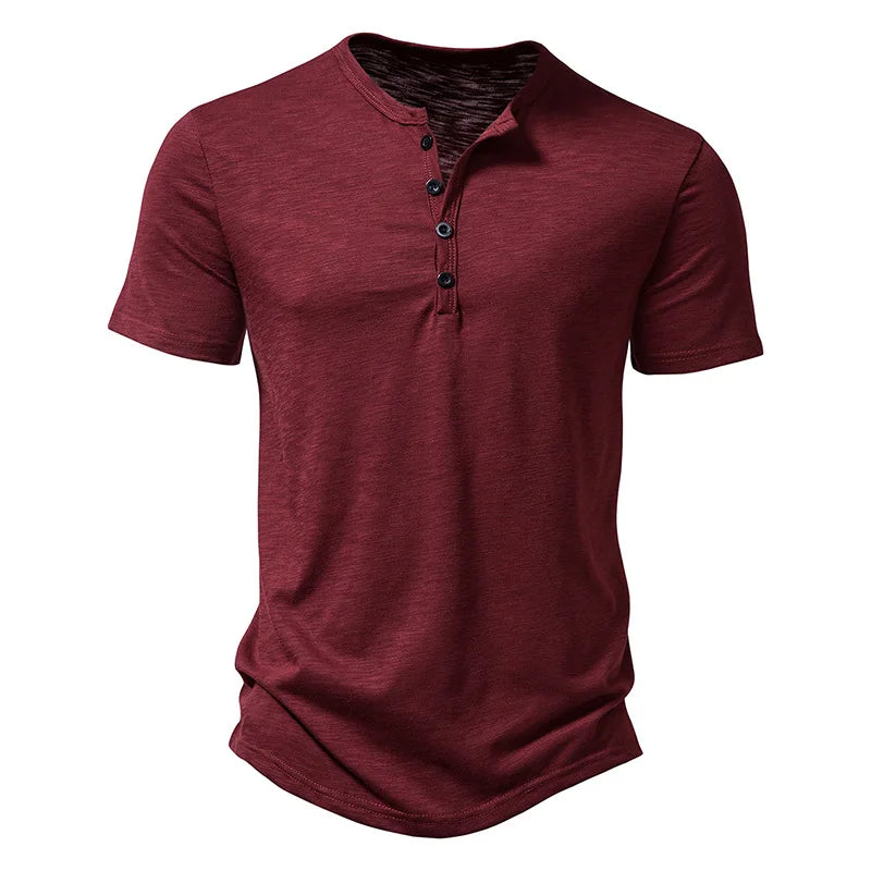 Campeche Men’s 100% Cotton Henley T-Shirt